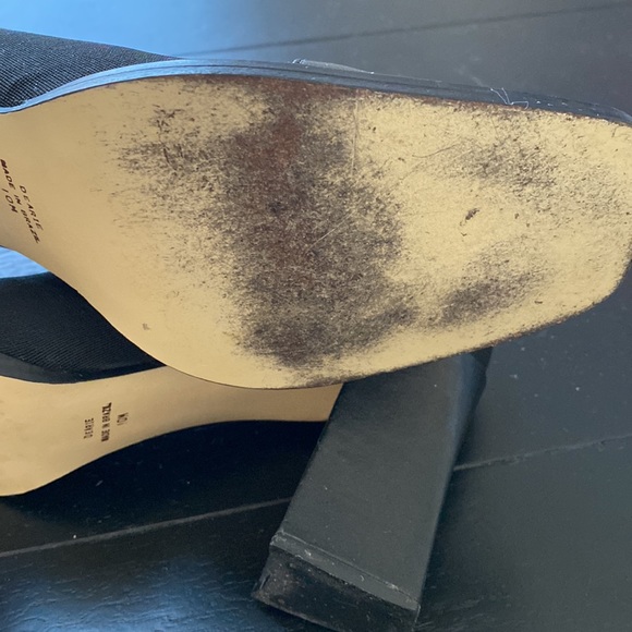 Apostrophe Black Leather and Fabric Heels. Size 10. 3.5” Block Heels - Picture 12 of 12